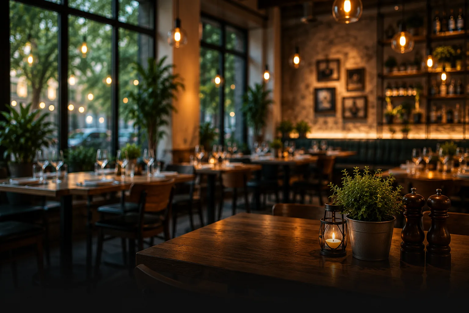Bar and seating area